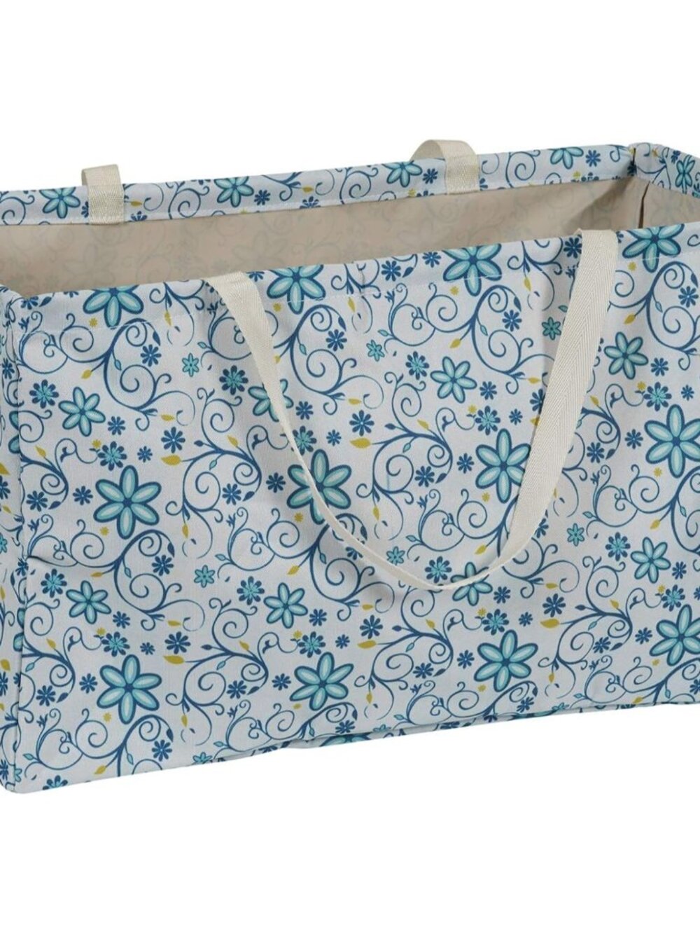 White and Blue Floral Krush Container All-Purpose Utility Tote